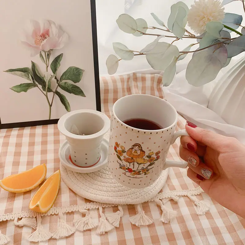 Креативная французская кружка керамические кружки с дренажом для чая и крышкой