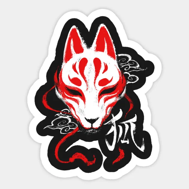 1 шт. Модная японская маска Kitsune наклейка на тележку чехол рюкзак стол ПВХ
