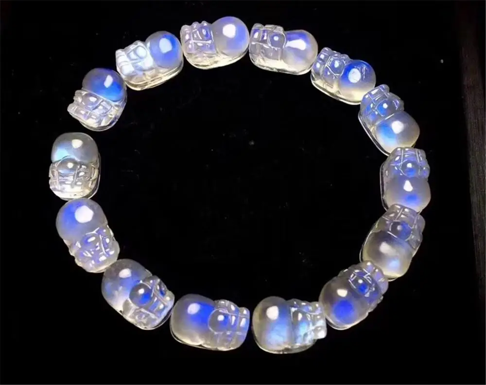 

Top Natural Blue Light Moonstone Bracelet For Women Lady Man Stretch Luck Crystal Pixiu/Piyao Beads Stone Strand Jewelry AAAAA