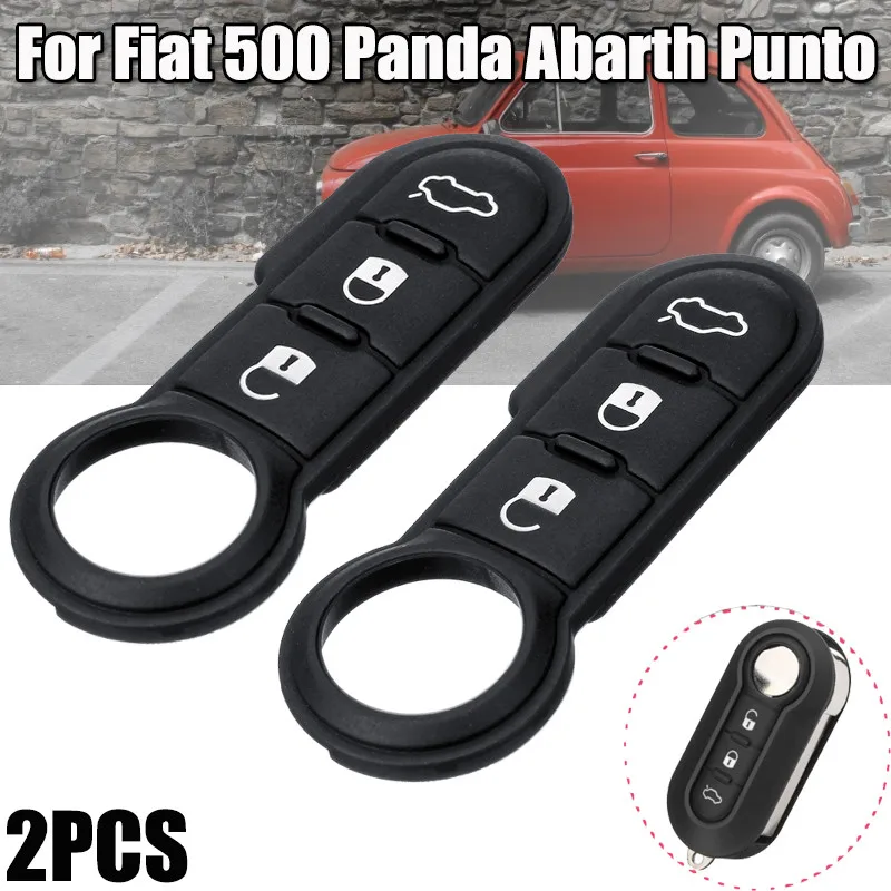 

Мягкая резиновая накладка на 3 кнопки из черной кожи для автомобильного ключа Fiat 500, чехол для ключа на дистанционном управлении, 2 шт.