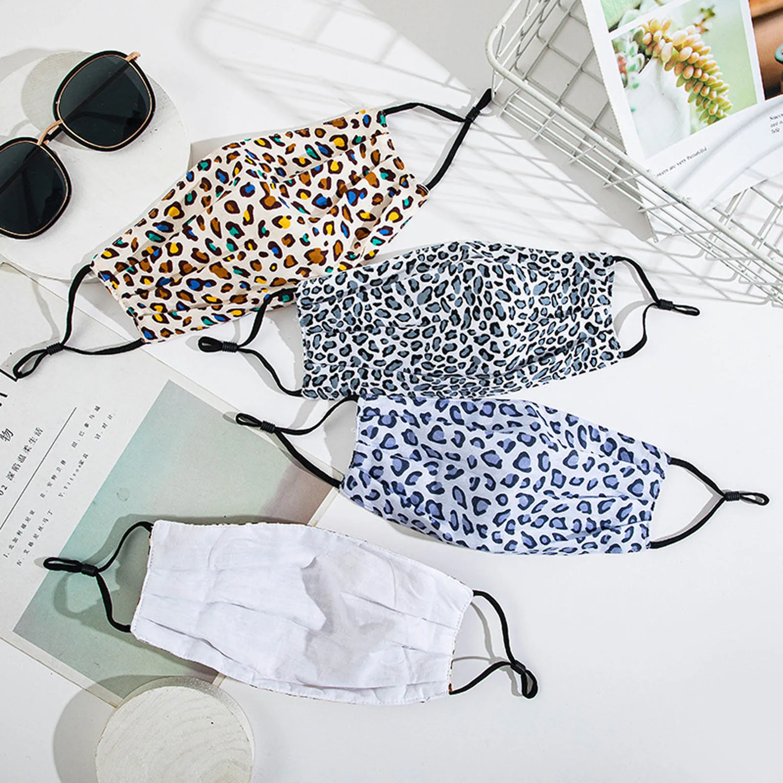 

Adult Leopard Print Washable Cotton Mask Adjustable Outdoor Dustproof Anti-Fog Haze Face Protect Masks mascarillas reutilizables