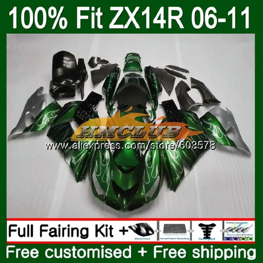 

Инъекции для KAWASAKI ZZR1400 ZX 14R 2006 2007 2008 2009 2010 2011 113CL. 42 ZX-14R ZX14R 06 07 08 09 10 11 серебро пламени обтекатель