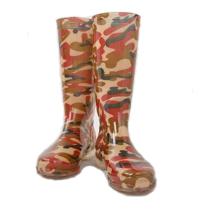 Aleafalling/женские камуфляжные непромокаемые сапоги до колена на нескользящей