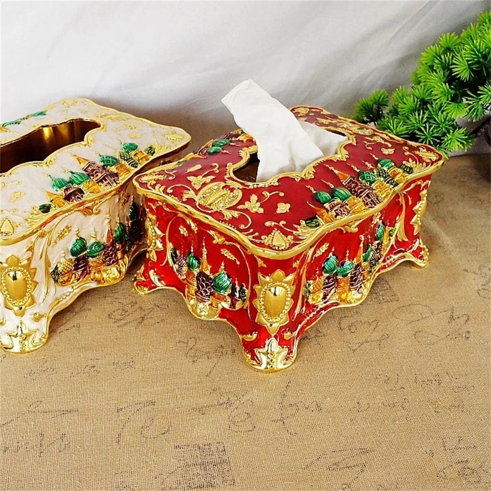 

Gilded Metal Tissue Box Rose Decoration Box Magnet Adsorption Castle Napkins Organizer Dining Table Home Decoration Modern