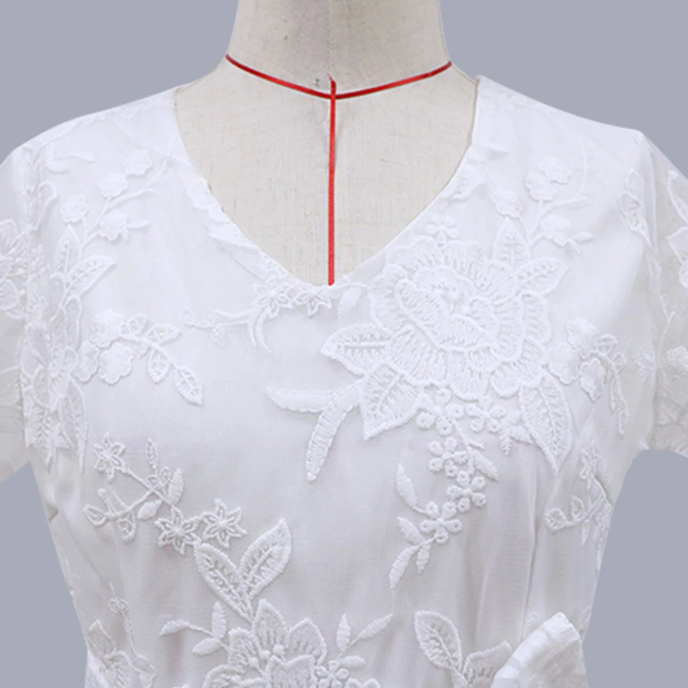 Женское пляжное мини-платье с коротким рукавом и V-образным вырезом | Женская