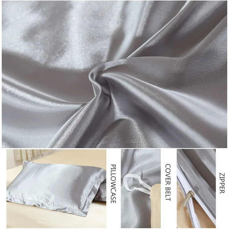 Boxi 100% атласные шелковые Постельное белье класса люкс Комплект постельного белья