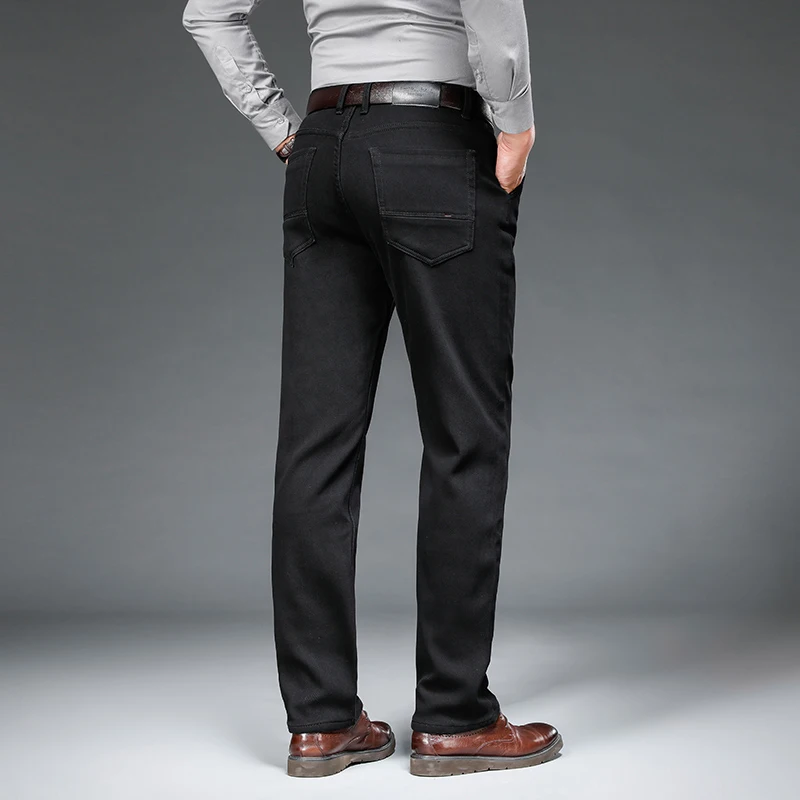 

2021 Men's Classic Black Business Casual Jeans Spring New Stretch Denim Pants Autumn Fashion Brand Plus Size Cowboy Trousers