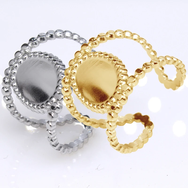Simple fashion European and American style fresh hollow titanium steel ring female opening adjustable stainless headd | Украшения и