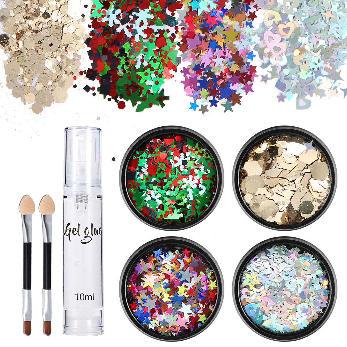 

Christmas Tree Style Laser Sequin Mmixed Powder Ultra-thin Nail Set Manicure Tip Nail Art Decoration Tools Diy Nail Decoration