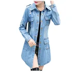 Куртка TELOTUNY женская из денима, рваная джинсовая куртка в стиле бойфренда с длинным рукавом, модная повседневная однотонная верхняя одежда на пуговицах