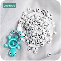 bopoobo 100pc silicone english alphabet beads letter bpa free food grade material for diy baby teething necklace baby teether