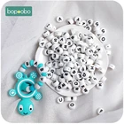 Bopobo 100 шт Силиконовые Бусины с английским алфавитом и буквами, не содержит бисфенол, материал для самостоятельного изготовления детских прорезывателей, ожерелья , Детские Прорезыватели