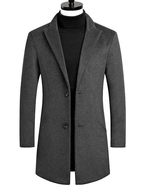 

Мужское пальто, длинное пальто, Тренч для осени и зимы, новое Трендовое приталенное мужское шерстяное твидовое пальто, размеры