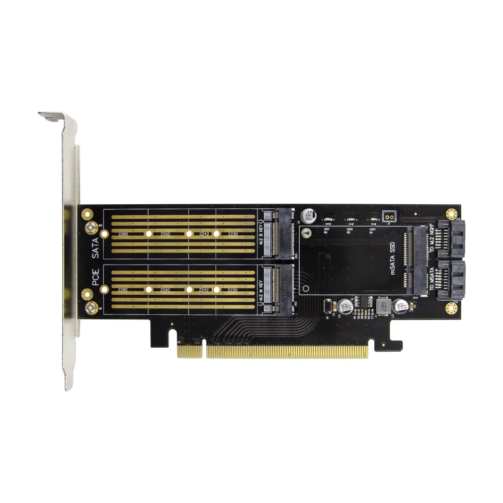 3 в 1 PCI E 0 X16 к NGFF M.2 NVMe AHCI SSD адаптер карта для M Key B mSATA твердотельный накопитель с