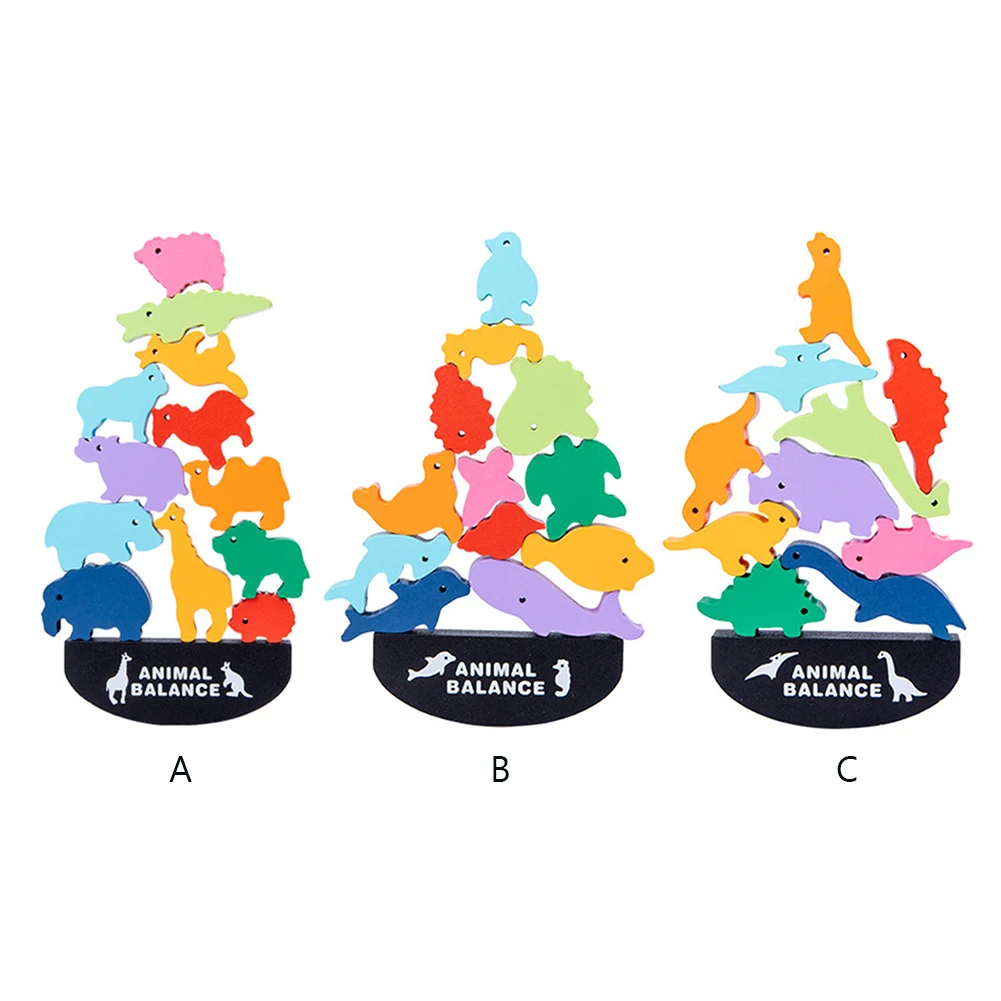 

Intellectual Puzzle Wood Combination Wooden Toys Cartoon Animal Stacked Balanced Building Blocks Toys for Children