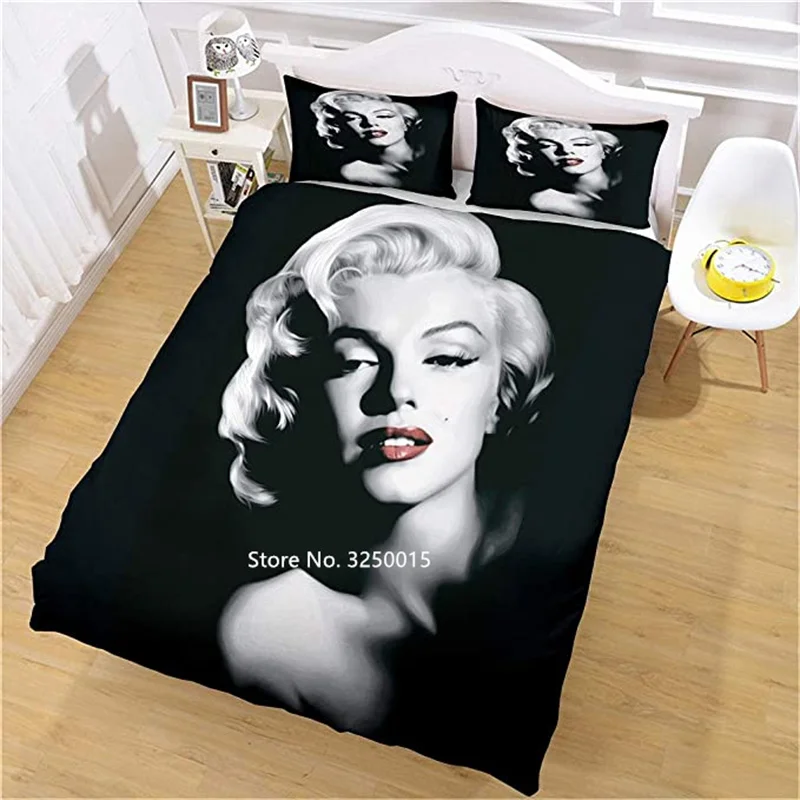 

2-3 Sexy Ladies Bedding Set Marilyn Monroe 3D Digital Printed Black Quilt Cover Pillowcase Beautiful Girls Bedding Home Textiles