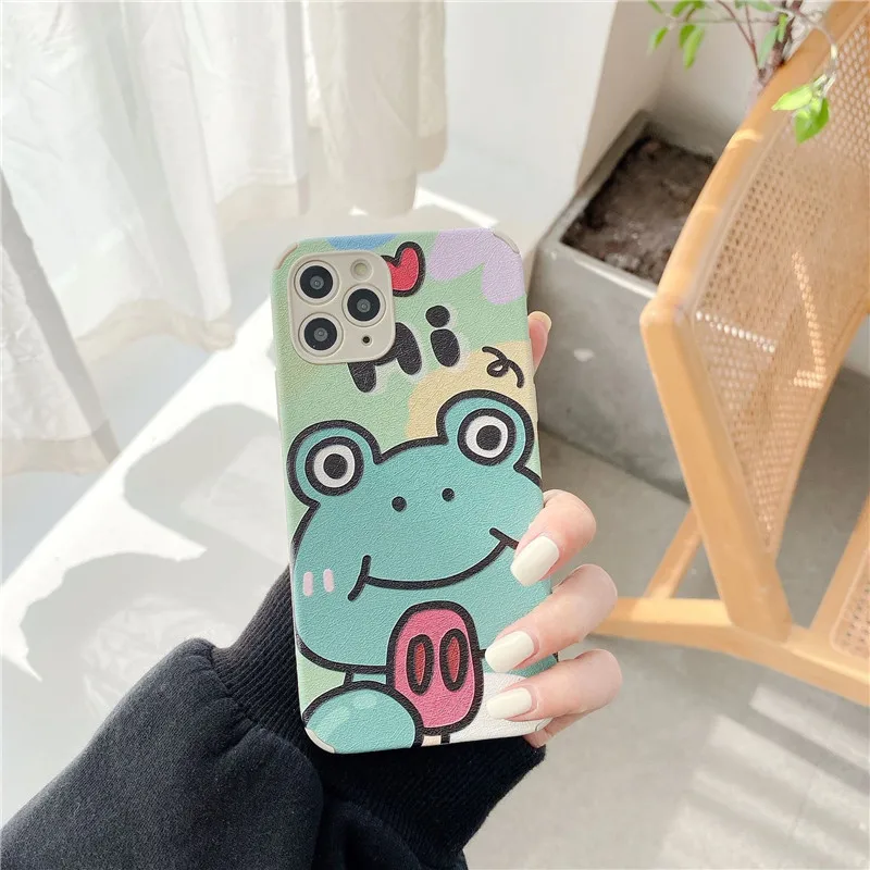 

Frog Leather Cartoon Soft Phone Case For iPhone 7 8 Plus 2020 SE X XR XS Max 11 11Pro Max 12 12Pro Max Pro Mini Case Funda Cover