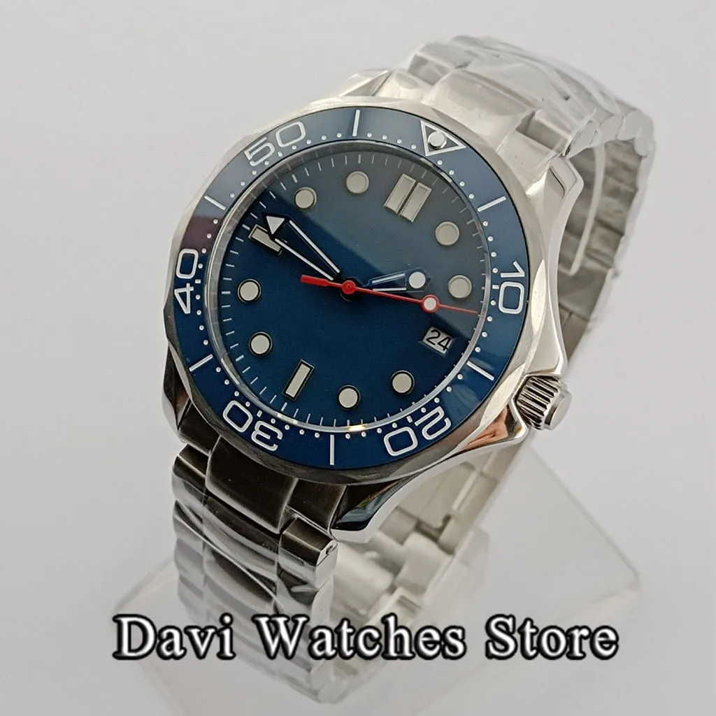 Часы мужские с синим циферблатом стерильные наручные часы сапфировым