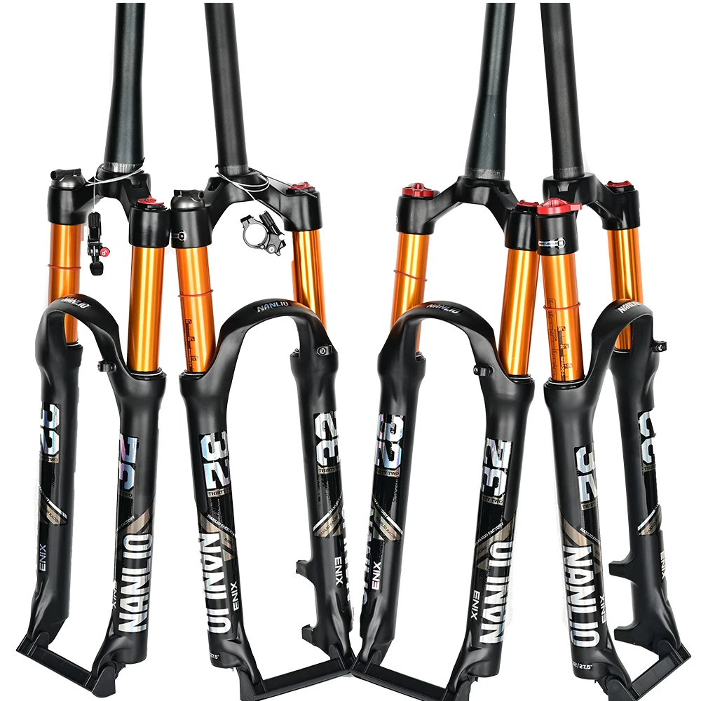 

NANLIO Magnesium Alloy MTB Bicycle Fork Supension Air 26/27.5/29er Inch Mountain Bike 32 RL100mm Fork For A Bicycle Accessories