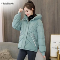 vielleicht women winter jacket loose parkas patchwork thickening warm coat hooded female down cotton padded short jacket coat