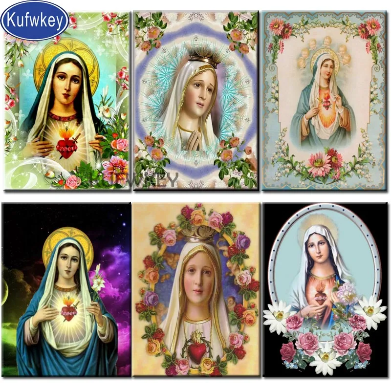 Diy алмазная живопись полный дрель квадратная Алмазная мозаика &quotДевы Марии с
