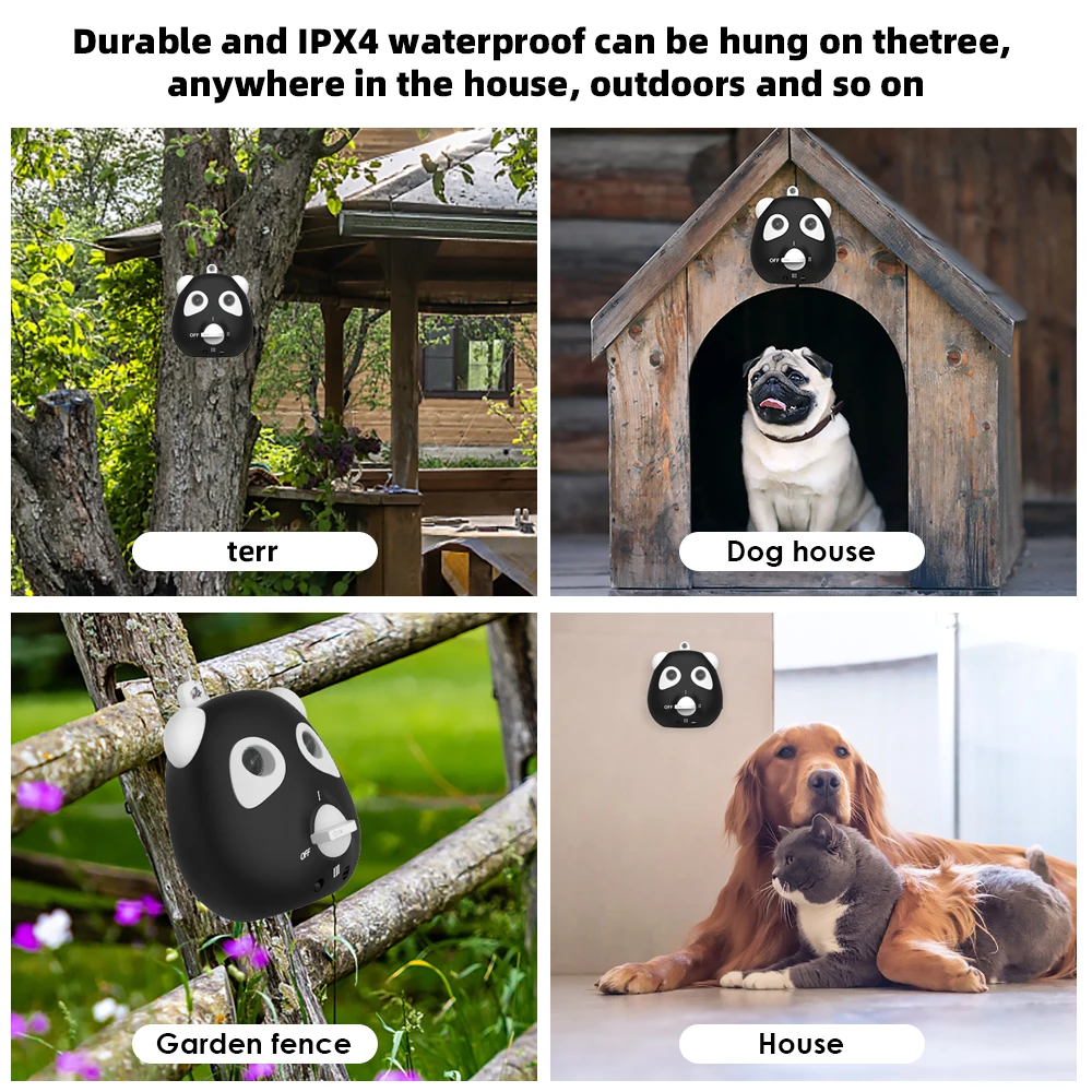 

Pet Dog Repeller Anti Barking Stop Bark Training Device 3 Levels Adjustable 33 FT Distance Rechargeable 1500mAh Bark Control