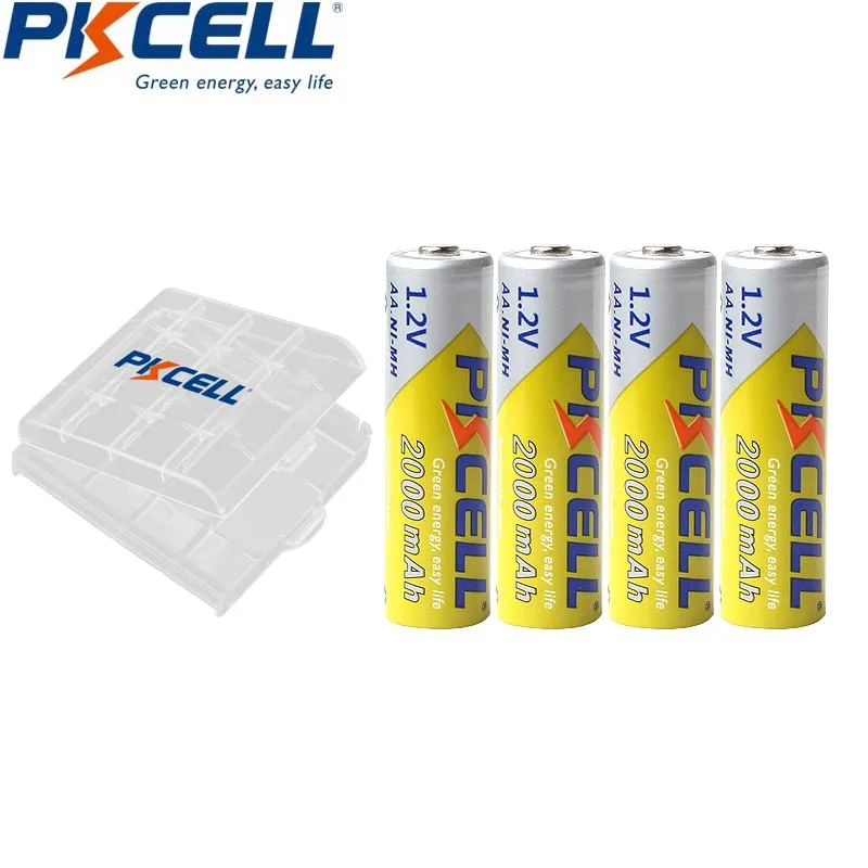 8 шт. батарейки PKCELL NIMH AA 2000 мАч 1 2 в 2A Ni MH аккумуляторные батареи Bateria Baterias + чехол