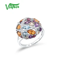 vistoso 14k 585 white gold ring for women amethyst citrine lemon quartz topaz diamond multi color gems wedding gift fine jewelry