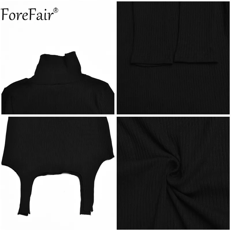 

Forefair Turtleneck Long Sleeve White Sexy Fashion T Shirt Ribbed Women Autumn Skinny Knitted Tees Basic Black Casual Tops 2020