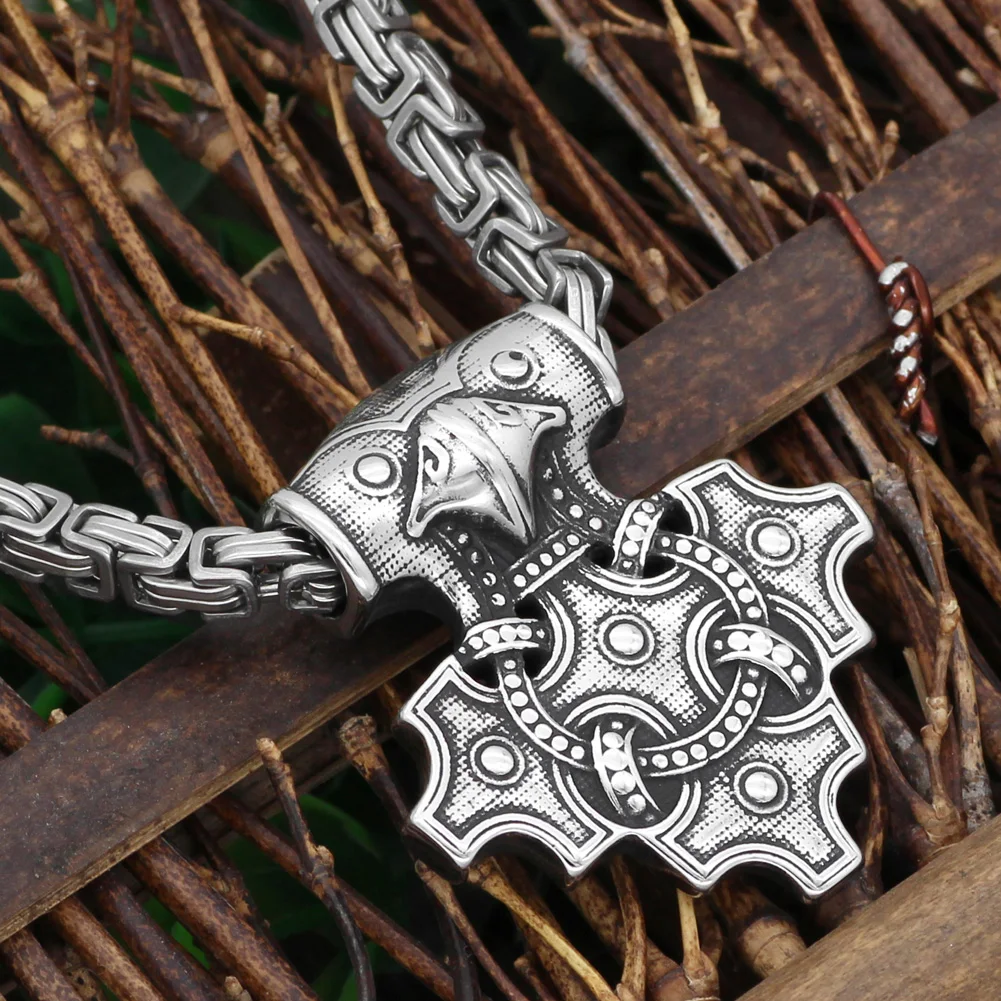 Скандинавский Викинг odin Ворон Тор молот Mjolnir stainles стальной кулон ожерелье |