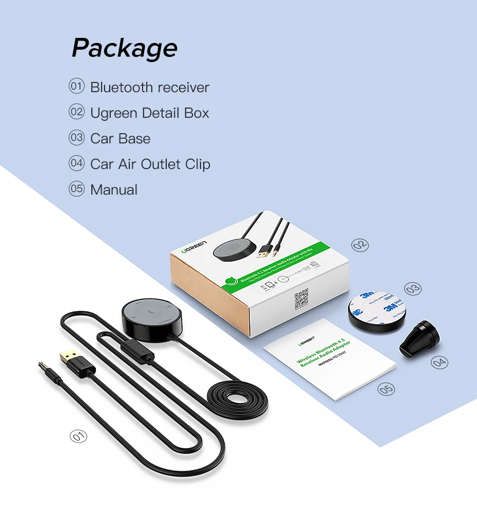 UGREEN Bluetooth 5,0 автомобильный комплект приемник aptX LL беспроводной 3,5 AUX адаптер для автомобильного динамика USB Bluetooth 3,5 мм разъем аудио приемник