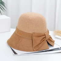 autumn and winter new cashmere hat fisherman hat dome literary small fresh bow cap embroidered patchwork cloth hat