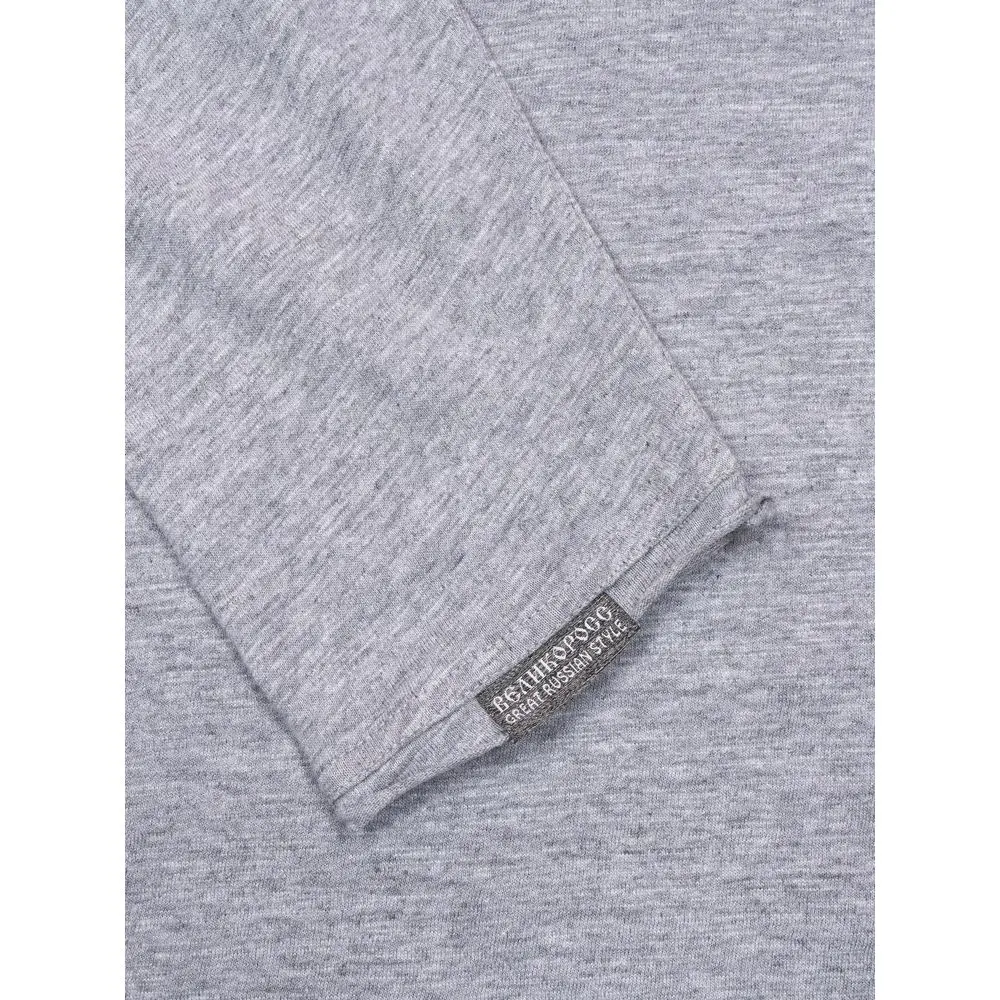 Лонгслив Великоросс однотонный меланж цвета V образный дизайнерский вырез