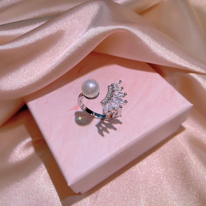 

Новые Классические кольца для женщин, модные женские кольца с инкрустированным жемчугом из циркония, роскошные женские Свадебные обручаль...