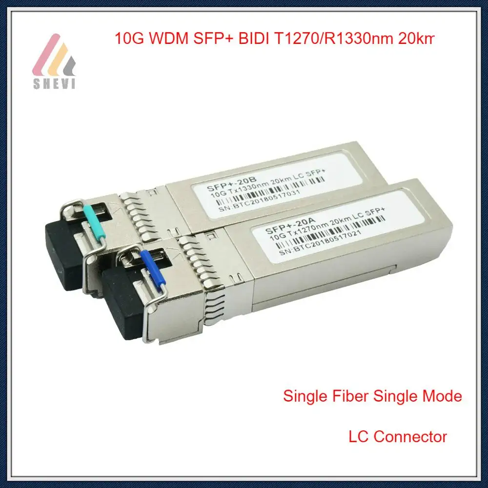 10G WDM SFP+ BIDI 1270/1330nm 20km,  LC SFP+ Transceiver 10Gigabit Single Fiber Single Mode Module with LC Connector 1pair