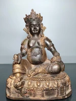 9tibet temple old bronze lacquer cinnabar treasure king huang caishen sitting buddha enshrine the buddha ward off evil spirits