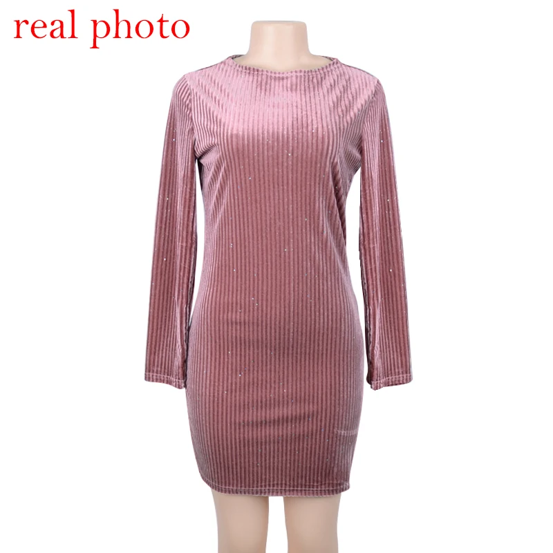 

Cryptographic Fashion velvet dress long sleeve night club party dress women slim autumn winter dress 2020 sexy bodycon dresses