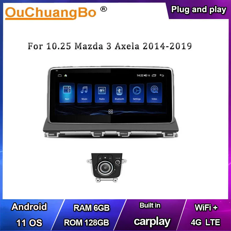 구매 Ouchuangbo 자동차 라디오 GPS 네비게이션 마즈다 3 Axela 2014-2019 헤드 유닛 Autostereo 무선 Carplay 128GB 블루 레이 안드로이드 11