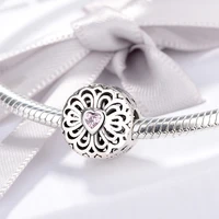 925 sterling silver charm love and friendship round pink heart shaped beads pendant diy jewelry making for pandora bracelet