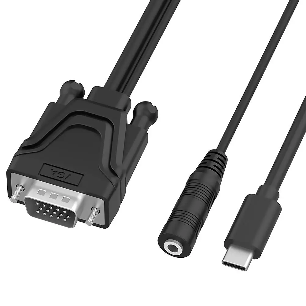 

Type-C to VGA 3.5mm Audio Jack Charging Adapter Converter for Laptop Macbook Link Projector Display and Television