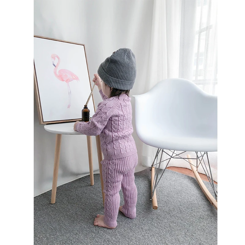

Girls Boys Suit Fall Baby Boys Girls Clothing Sets Winter Knitting Pullover Sweater+Pants Infant Boys Knit Tracksuits 0-4 Yrs