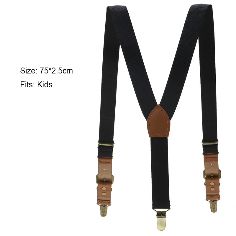 Подтяжки для мальчиков шириной 2 5 см Однотонные эластичные кожаные регулируемые