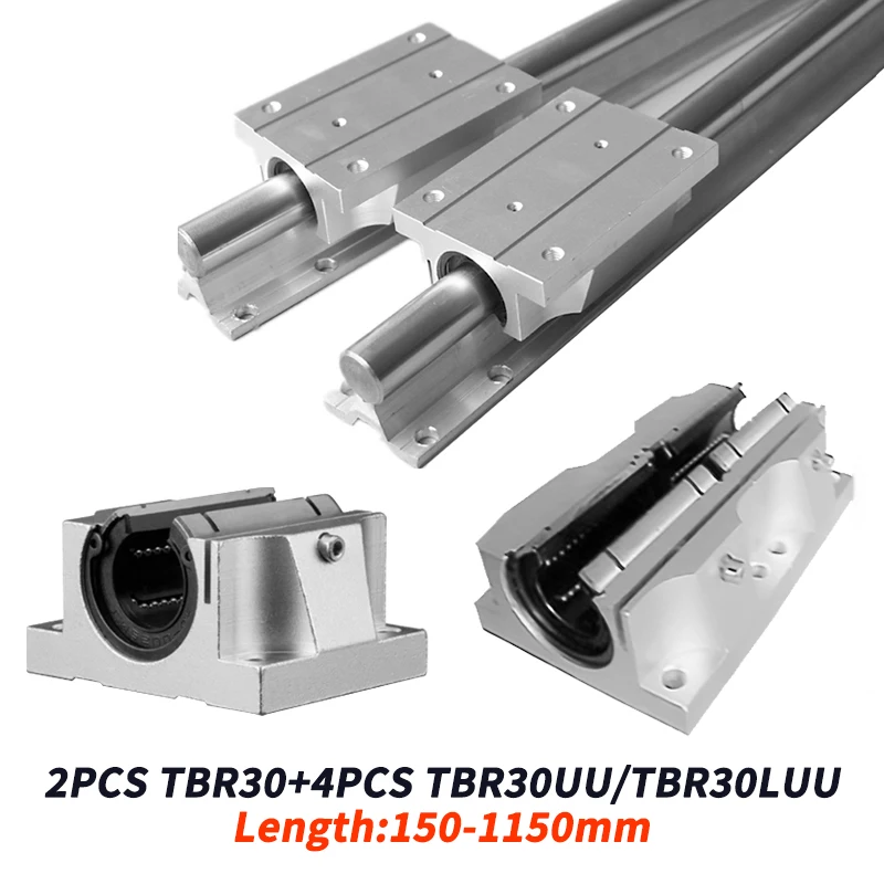 

Линейный шарикоподшипник TBR30 100-1150 мм + 4 слайдера, 30 мм, 2 шт.