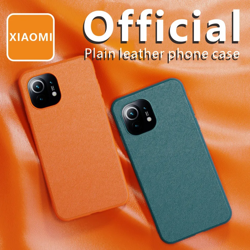 

Applicable to XiaoMi 11 mobile phone case 9 Pro/10Pro protective case plain leather grain shell double color stick leather case