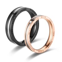 stainless steel zircon rose gold black ring titanium steel couple ring jewelry wholesale