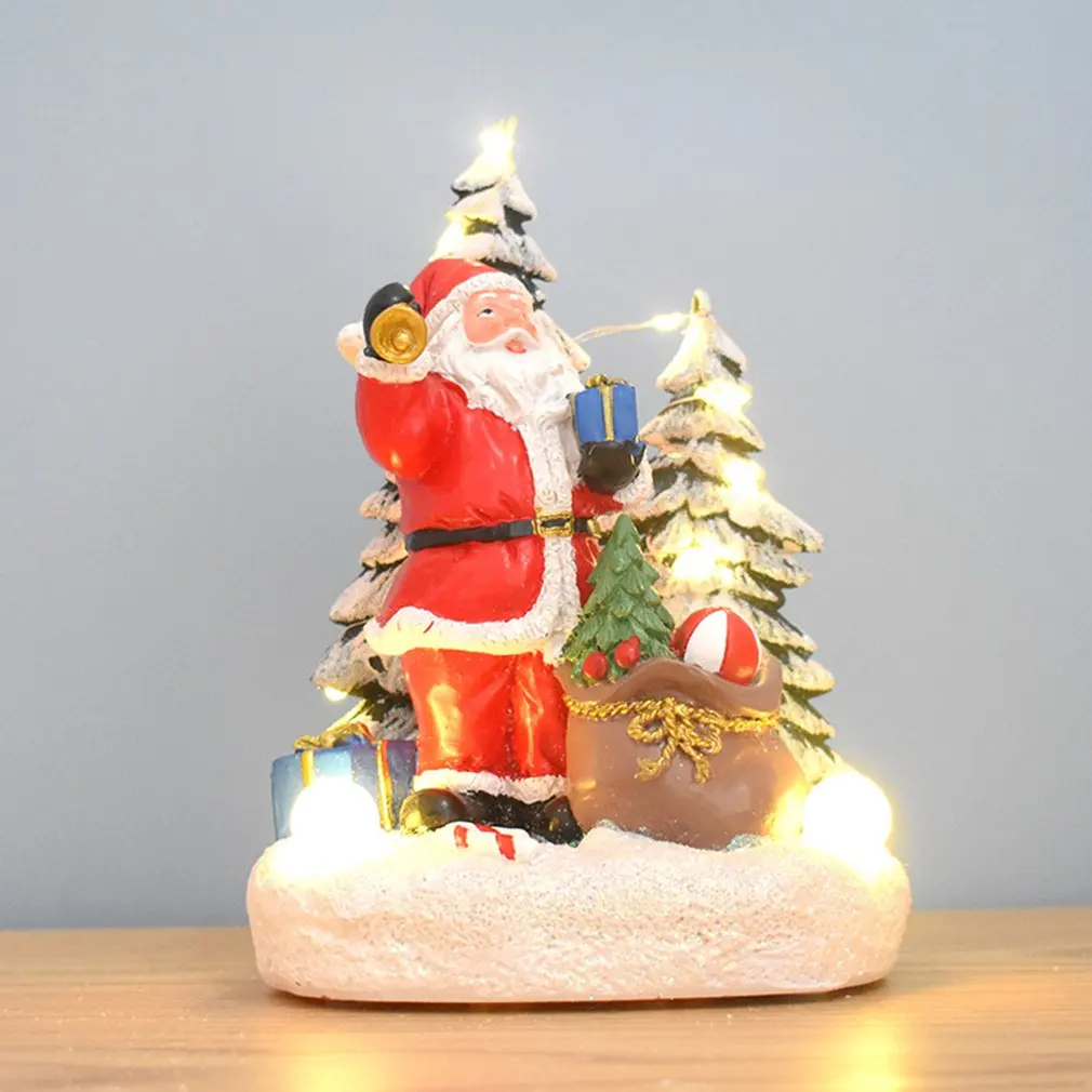 

Рождественская сцена, полимерное украшение светодиодный ными лампами и музыкальной анимированной рождественской елкой, Сантой, снеговико...