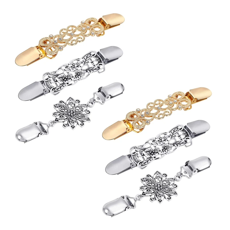 

6 Pieces Sweater Shawl Clips Dresses Cardigan Collar Brooch Clip Vintage Shirts Clips for Women Girls