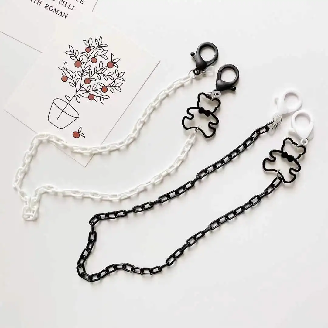 

New 55cmcreative cartoon bear acrylic lanyard necklace glasses chain mask belt