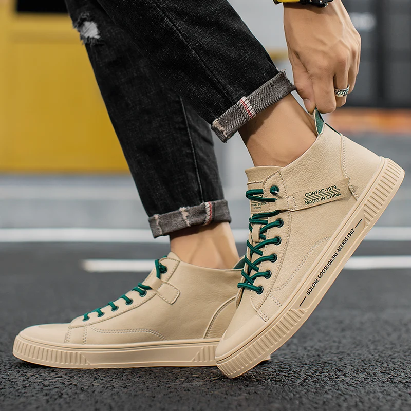 

Leather Shoes Fashion Shoes Men For Casual Man White Mens Boots Breathable Sneakers Moccasins Zapatos Hombre Cuero