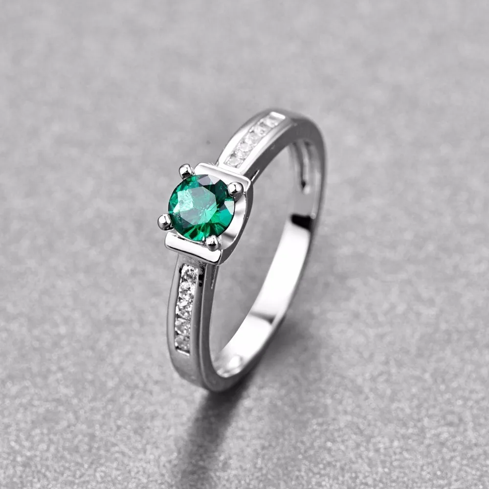 100% Стерлинговое Серебро 925 пробы зеленый камень Ослепительный CZ палец кольца для